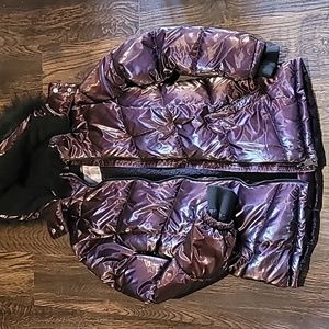 Girls Justice Puffer Coat Size Large 12 / 14 Purple Reflective